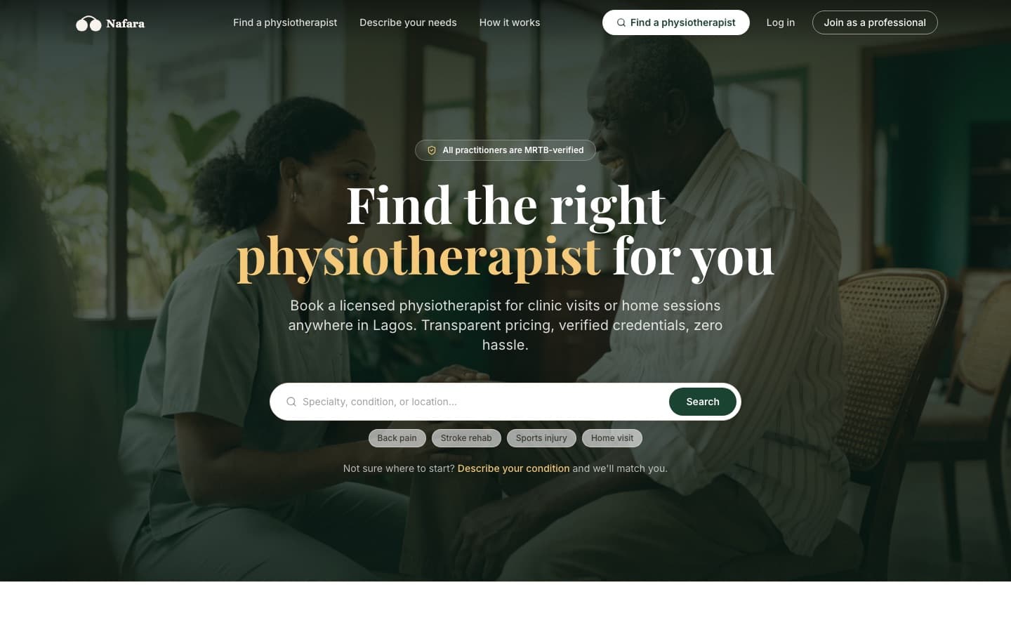 Nafara — healthcare marketplace (own product) — visual